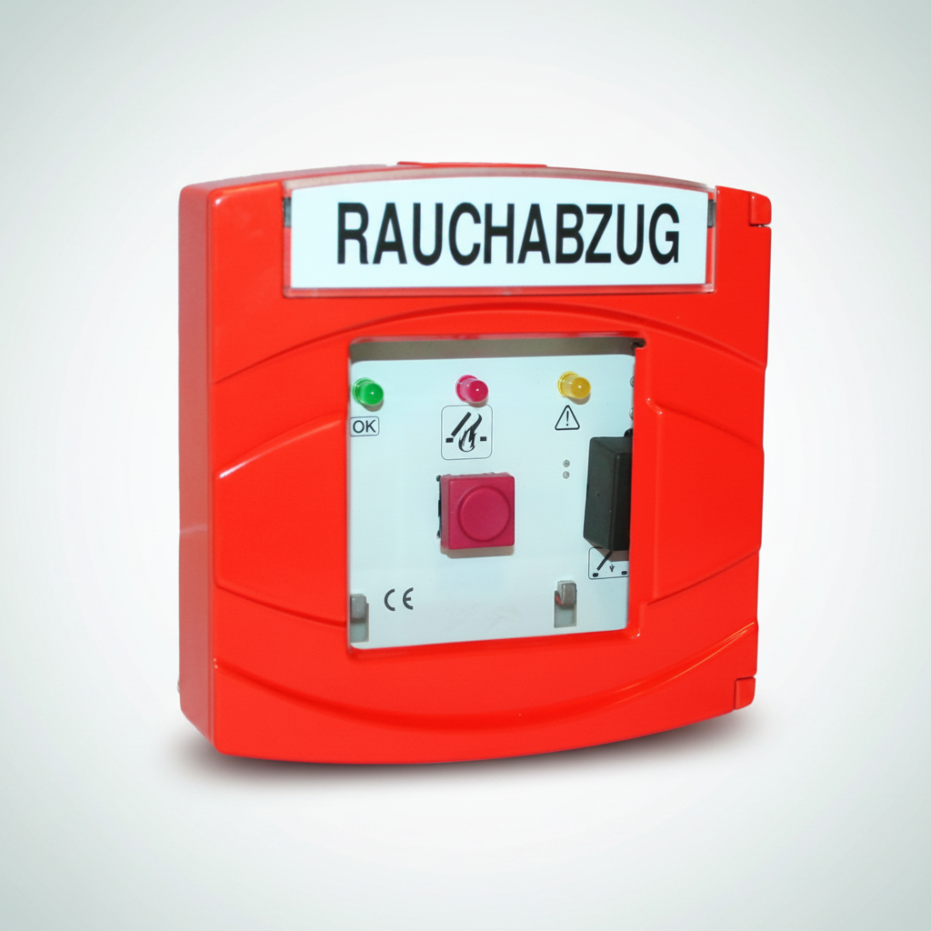 Bedienstelle RBH 3A Alu Rot von Kingspan STG zur manuellen Auslösung von Rauch- und Wärmeabzugsanlagen (RWA).