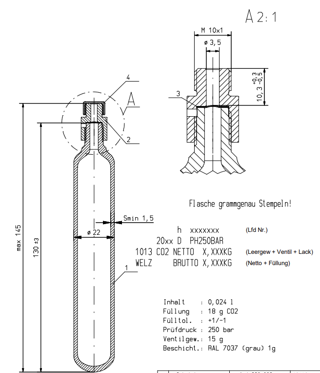 CO2-18gr. Mehrweg M10