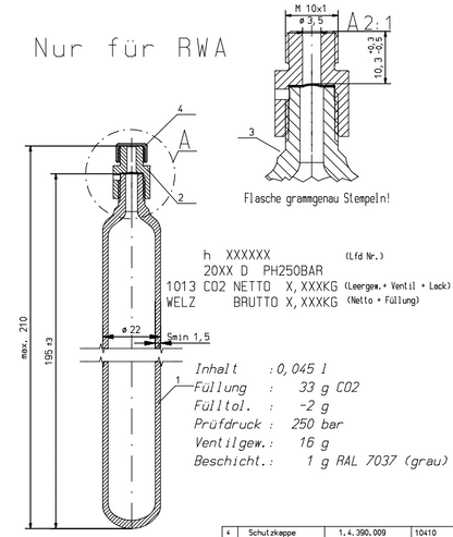 CO2-33gr. Mehrweg M10
