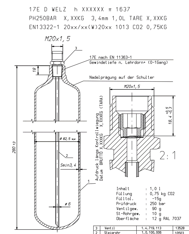 CO2-750gr. Mehrweg M20