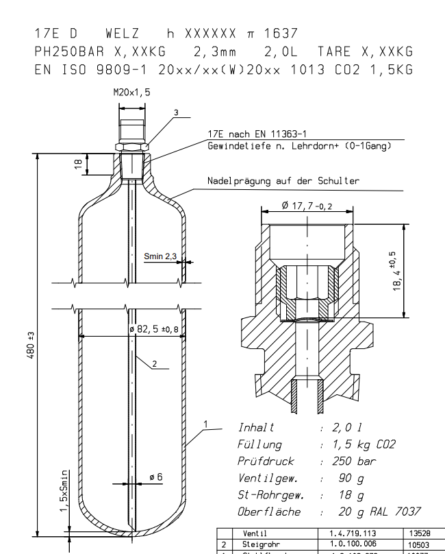 CO2-1500gr. Mehrweg M20