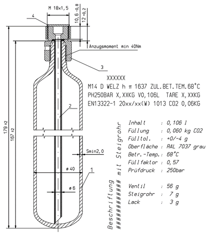 CO2-60gr. Mehrweg M18x1,5