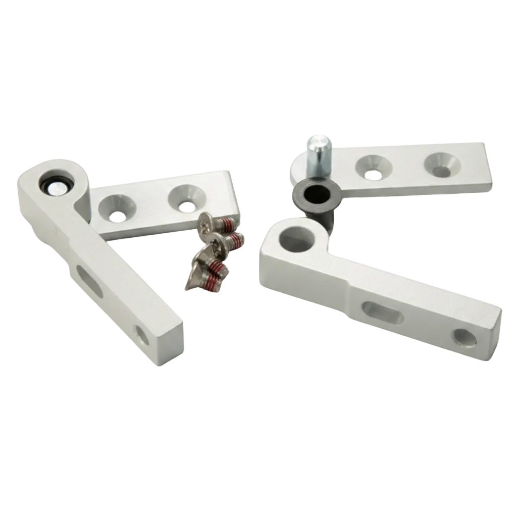 Produktabbildung der Kingspan STG Schwenkkonsole SBLM/S. Die Metallkonsole dient als Befestigungselement für LM-Kettenantriebe und ermöglicht eine stabile sowie bewegliche Montage am Fensterrahmen oder Fensterflügel.