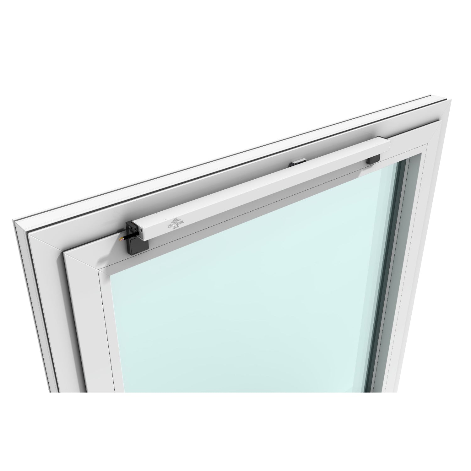 Produktabbildung des Kingspan STG Stahlkonsolensatzes FLR/CDS. Das Set besteht aus Metallkonsolen und Befestigungselementen zur stabilen Montage von CDS-Kettenantrieben an Fensterrahmen und Fensterflügeln.