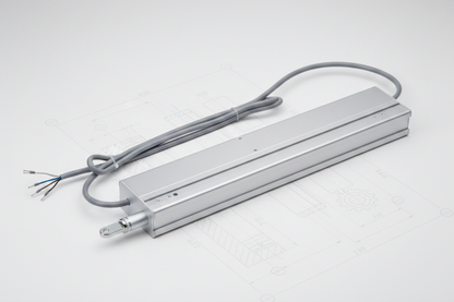 Produktabbildung des Kingspan STG Kastenspindelantriebs M3. Der elektrische Spindelantrieb verfügt über ein kompaktes Gehäuse mit ausfahrbarer Spindel und dient der automatischen Öffnung und Schließung von Fenstern, Lichtkuppeln und Lüftungselementen.