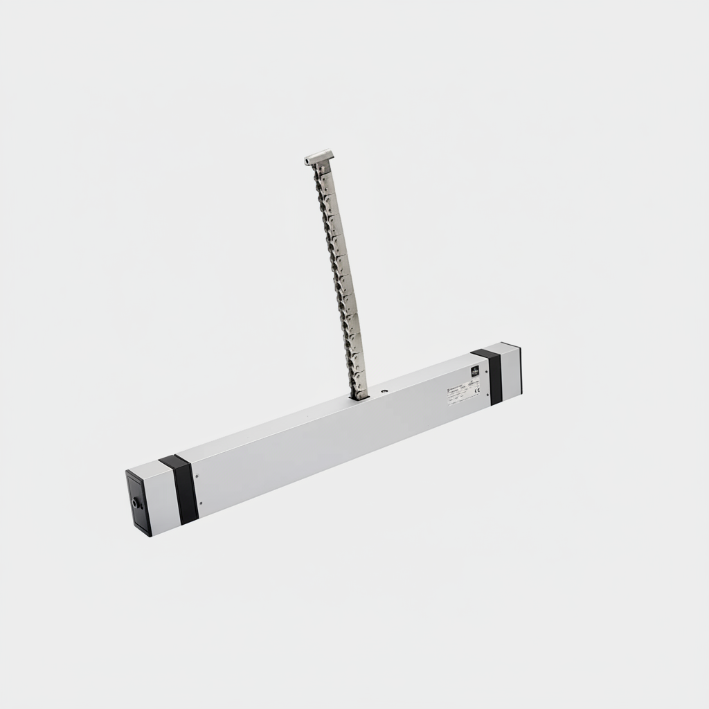 Kingspan STG - Kettenantrieb KCDL DC, leiser und modularer 24-V-DC-Antrieb für Lüftungsfenster. Elektrischer Fensterantrieb mit integrierter Kette zur automatisierten natürlichen Lüftung in Gewerbe-, Industrie- und Verwaltungsgebäuden.